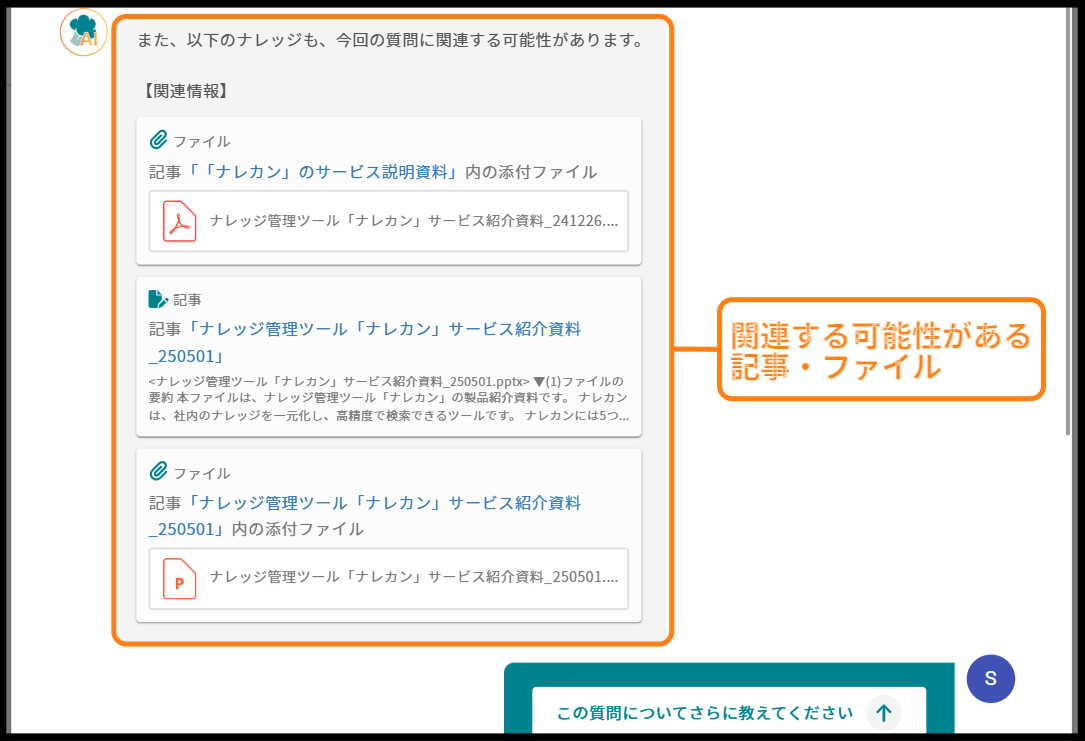 関連する可能性がある記事が提示される画面