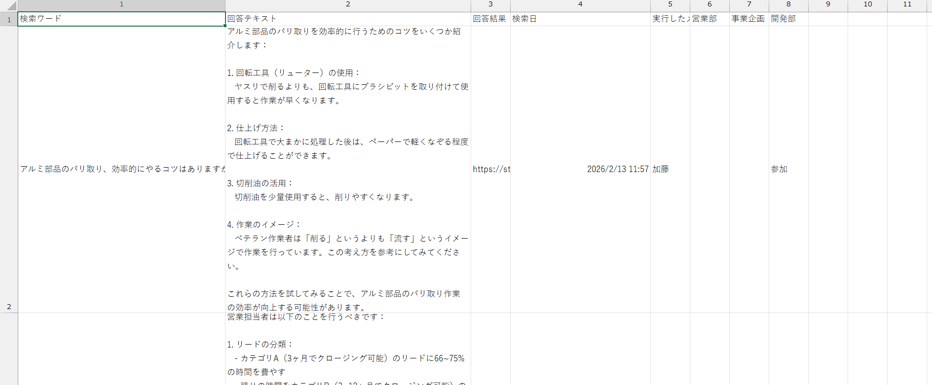 AI検索の結果表示